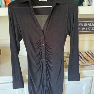 Black collared dress with button up front!